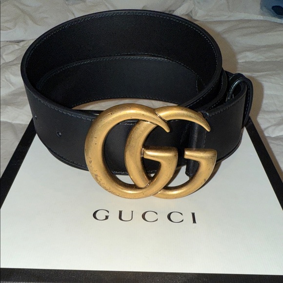 Gucci Black Belt with Gold GG Buckle main image 5